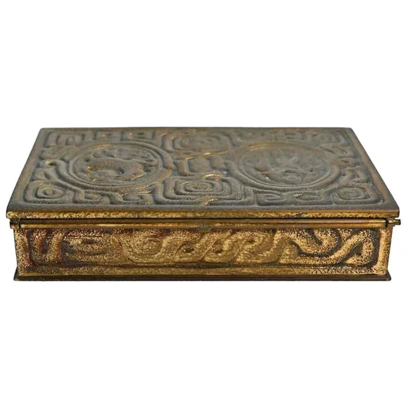 Pre-Owned Tiffany Studios Gilt Bronze Zodiac Pattern Dor Stamp Box