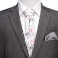 thumbnail image 5 of Painted Floral Gray Silk Men's Tie, 5 of 5