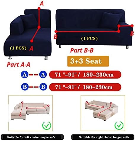 Black Sectional Couch Covers L Shape for 3 Cushion Couch for Living Room,Stretch Sofa Covers for Sectional Sofa Set for Dogs Pets,2Pcs Sofa Slipcovers Furniture Protector Covers with 2 Pillowcase