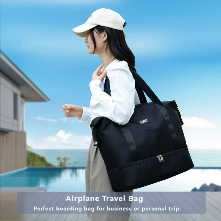 Large Travel Duffel Bag with Shoe Compartment Gym Tote Carry on Bags for women Lightweight Duffel Bags with Trolley Sleeve fit for Travel and Sport