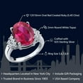 thumbnail image 2 of Gem Stone King 5.40 Cttw Red Created Ruby and White Topaz Engagement Ring for Women | 925 Sterling Silver | Oval 12X10MM | Wedding Engagement Anniversary Promise Ring for Women | Size 5, 2 of 5