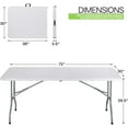 thumbnail image 2 of XiHuaZhaoChen 6ft Plastic Folding Table with Handle for Indoor Outdoor, 6 Foot Utility Commercial Craft Foldable Table for Party Events, White, 2 of 11