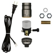 Creative Hobbies Make a Lamp | Repair or Rewiring Kit - 8 Foot Black Power Cord and Dark Grey Metallic 3 Way Socket with All Essential