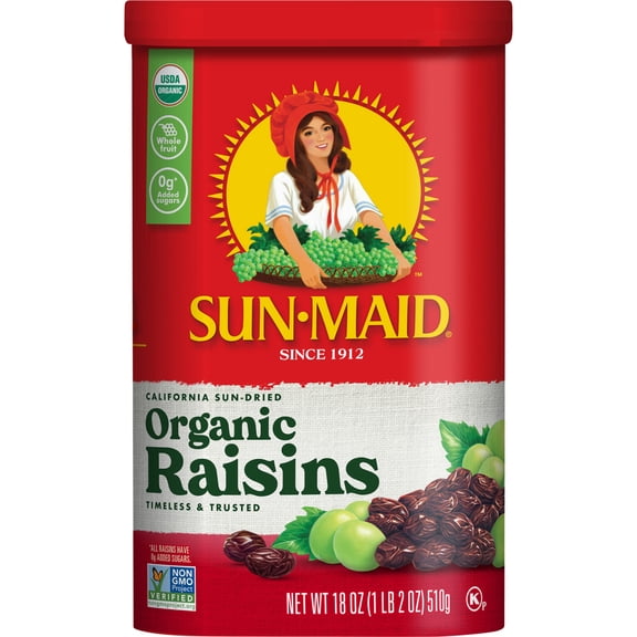 Sun-Maid® California Sun-Dried Organic Raisins 18oz Resealable Cnster