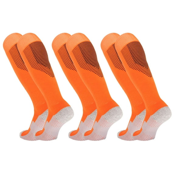 3 Pack Baseball Soccer Softball Socks for Youth Kids and Tube Socks,orange