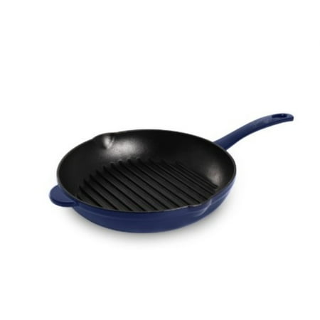 Cast Iron Round Grill Pan - Fiesta 10 Inch Cast Iron Round Grill Pan, Cobalt