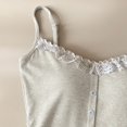 thumbnail image 4 of Weikingp Women's Ribbed Lace Square Neck Button Cami Tank Top Basic Layering Sleeveless Shirt Beige, 4 of 6