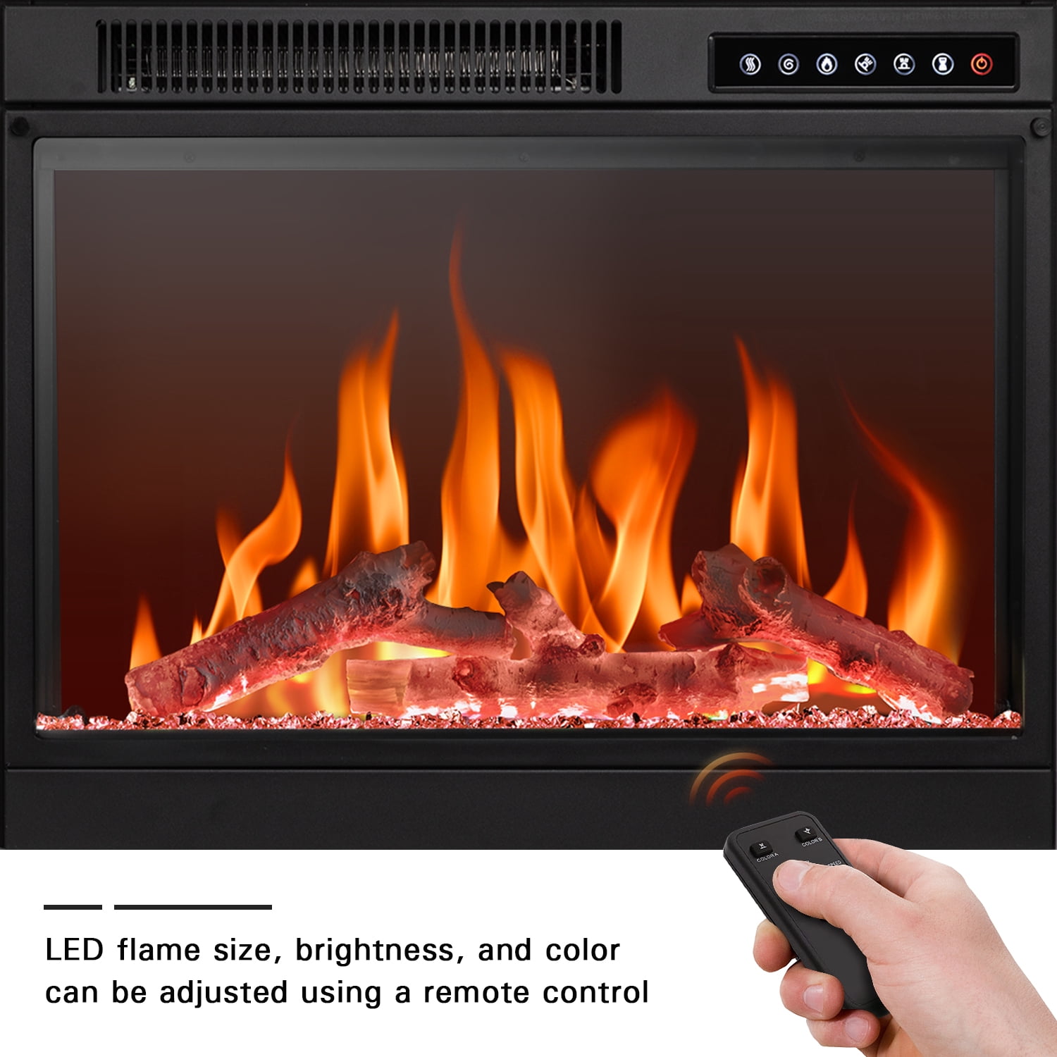 WAA 48" x 24" Freestanding Electric Fireplace with Wood Mantel, 750W/1500W
