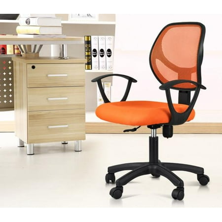 Yaheetech Adjule Swivel Computer Desk Chair Fabric Mesh Office Yaheetech Adjule Swivel Computer Desk Chair Fabric Mesh Office With Arms Seating Back Rest Orange