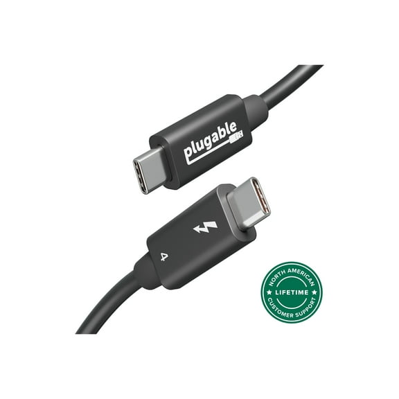 Plugable Thunderbolt 4 Cable with 240W Charging, Thunderbolt Certified, 3.3 Feet (1M),1x 8K Display, 40 Gbps, Compatible with USB4, Thunderbolt 3, USB-C