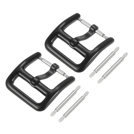

Uxcell 2 Pack of Stainless Steel Polished Black Buckle for 14mm Width Watch Band with 4Pack of Spring Bar