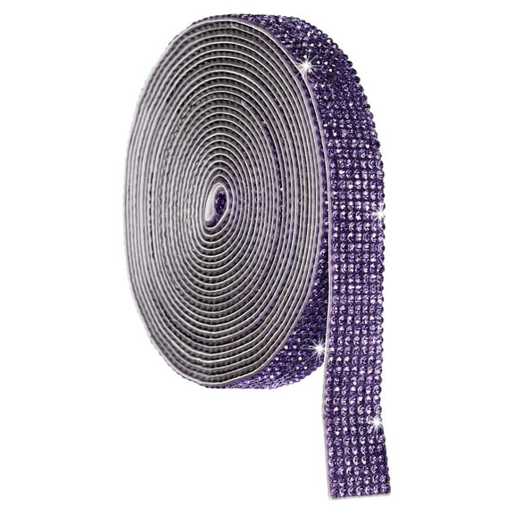 Self Adhesive Crystal Rhinestone Ribbon Roll, 7 Rows of 4 Yard Crystal Diamond Ribbon Roll Violet