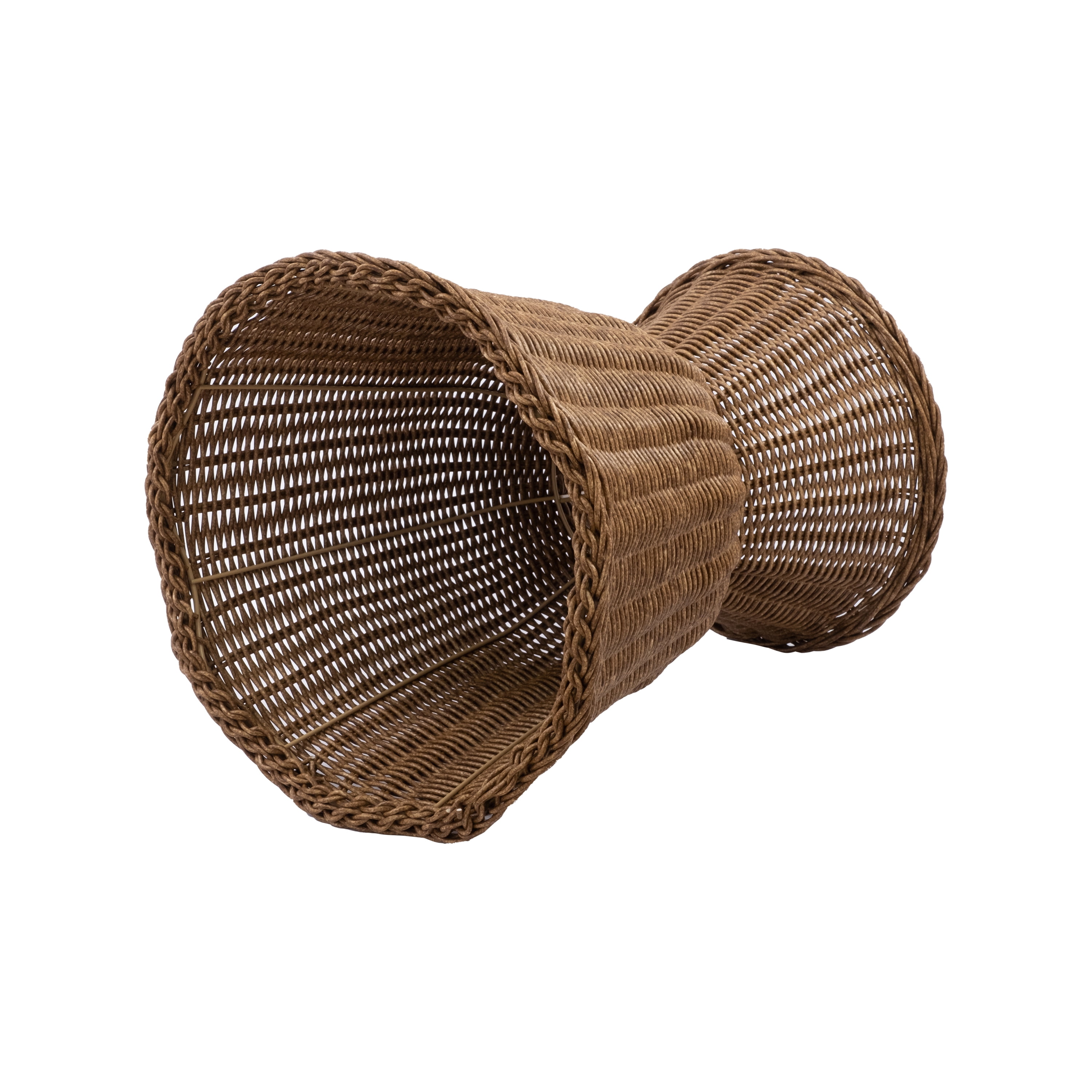 My Texas House 14 in Brown Woven Urn-Style Planter with Decorative Scalloped Rim and Transparent Inner Lining