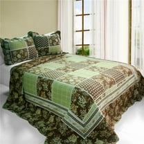 Free Life - Cotton 3 Pieces Vermicelli-Quilted Printed Quilt Set  Full & Queen Size - Multicolor