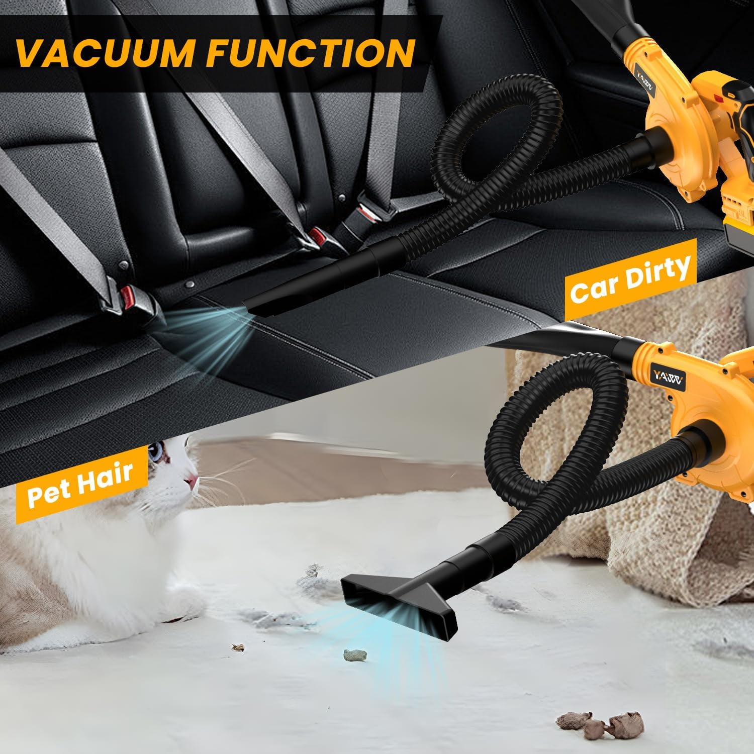 Cordless Leaf Blower for Dewalt 20V Max Battery, Jobsite Air Blower with Brushless Motor,6 Variable Speed Up to 180MPH,2-in-1 Handle Electric Blower and Vacuum Cleaner(Battery Not Included)