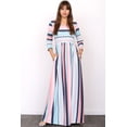 thumbnail image 2 of Pink & Mint Stripe 3/4 Sleeve Maxi Dress_Plus, 2 of 4