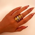 thumbnail image 2 of Long Chunky Statement Ring for Women Stainless Steel Thick Dome Finger Band Layered Stackable Rings Geometric Ring Fashion Jewelry, 2 of 10