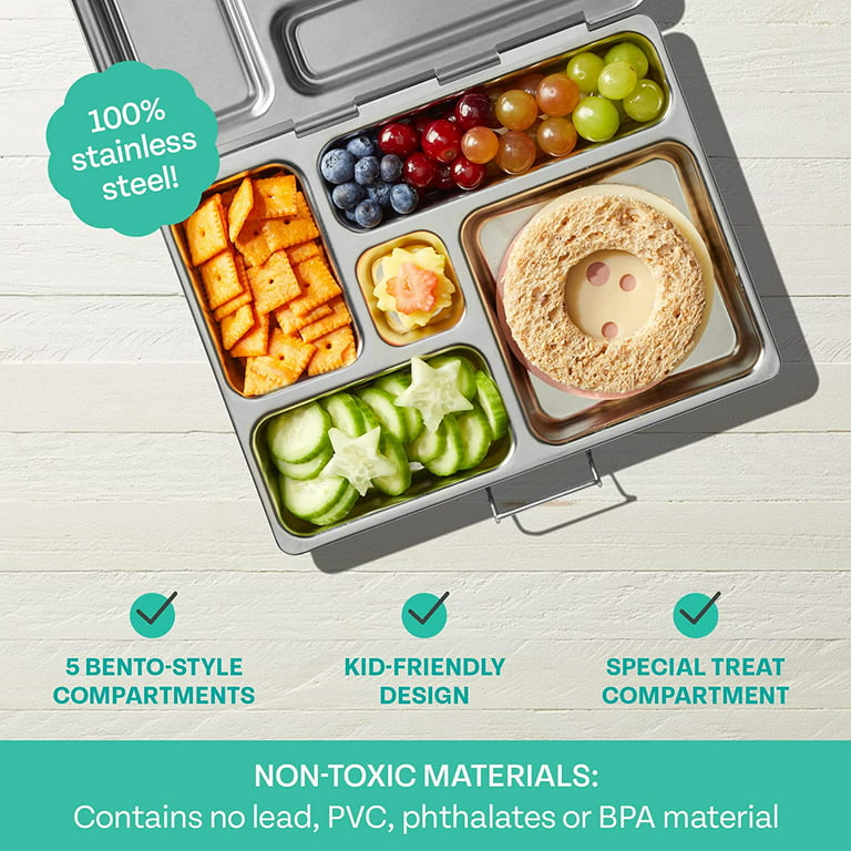 PlanetBox ROVER Classic Stainless Steel Bento Lunch Box with 5 Compartments  for Adults and Kids (P5000N) 