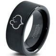 thumbnail image 1 of Tungsten Partner Love Pregnancy Heart Band Ring 9mm Men Women Comfort Fit Black Flat Cut Brushed Polished, 1 of 4