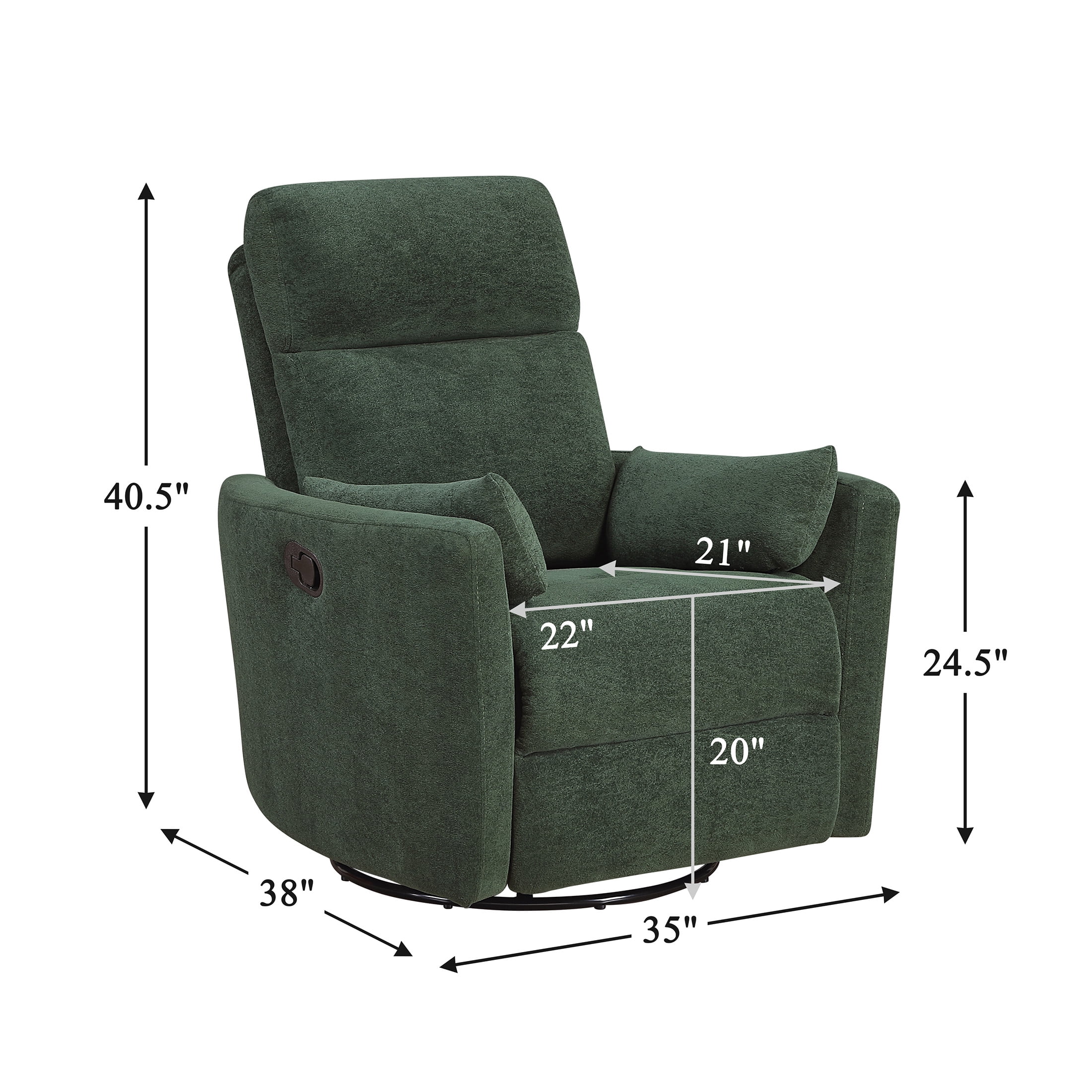 OakvillePark Allura Microfiber Swivel Glider Manual Reclining Chair, Green