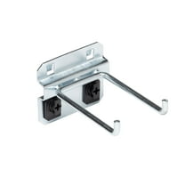 Triton Products® LocHook 3" Double Rod 90-Degree Bend 3/16"D Zinc Plated Steel Pegboard Hook for LocBoard, 5pk