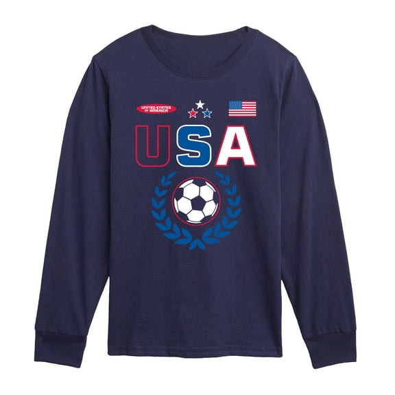 Instant Message - USA Soccer Jersey - Youth Boys Long Sleeve Graphic T-Shirt