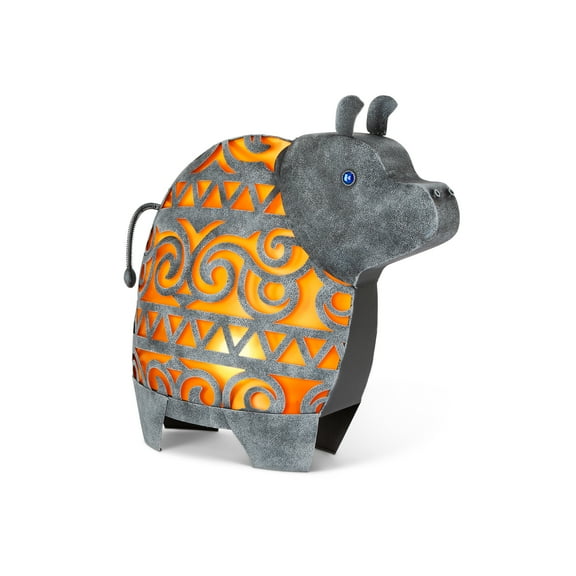 Gerson 19.29H Large Solar Topaz/Silver Metal Hippo