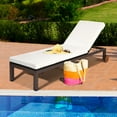 thumbnail image 3 of Costway 2PC Patio Rattan Lounge Chair Chaise Recliner Back Adjustable Cushioned W/Wheels, 3 of 11