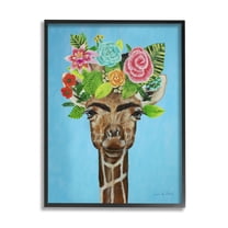 Stupell Industries Cute Floral Roses Giraffe Eyebrows Makeup Portrait , 16 x 20, Design by Coco de Paris