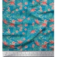 thumbnail image 1 of Soimoi Cotton Cambric Fabric Tropical Leaves,Plumeria & Heliconia Floral Printed Fabric 1 Yard 42 Inch Wide, 1 of 1
