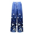 thumbnail image 6 of Dress Pants Women Petite High Waisted Wide Leg Summer Beach Vacation Pants Boho Lounge Casual Palazzo Trousers Blue XL, 6 of 8