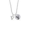 thumbnail image 2 of Delight Jewelry Silvertone Large Initial - V - Silvertone Script Initial Disc - Y - Charm Necklace, 20"+3", 2 of 4