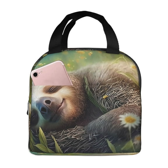 Vsdgher Daisy Sleeping Sloth Lunch Bag, Lunch Box for Women Adult Men, Lunch Tote Insulated Cooler Lunch Container for Work/Office/Picnic/Travel