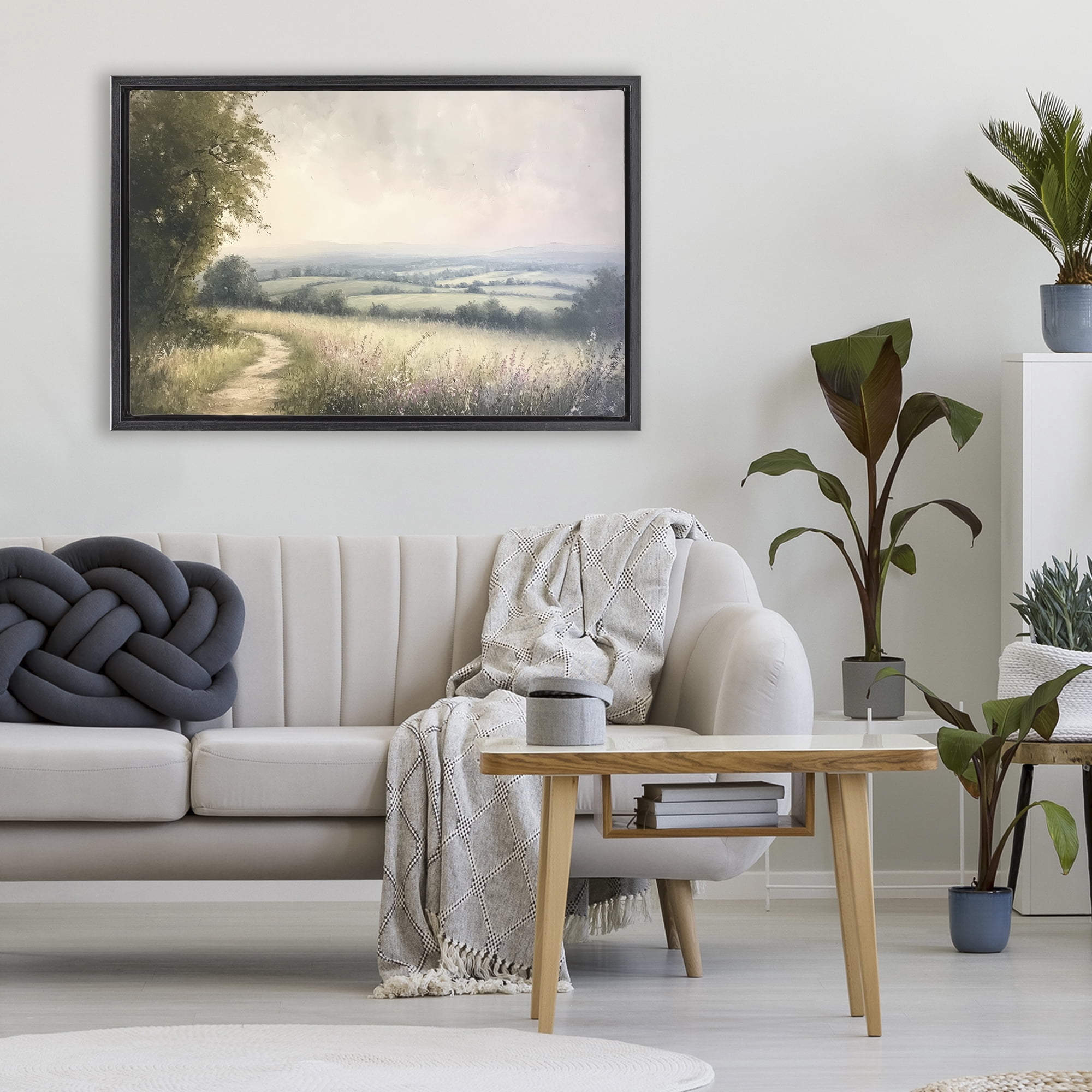 Stupell Industries Rolling Farmlands in Distance Black Framed Floater Canvas Wall Art, design by Petal Prints Design