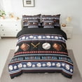 thumbnail image 2 of Feelyou 3D Baseball Sports Bedding Comforter Set 7-Piece for Teen, Cartoon Stars Print King Bedding Sets, Vintage Striped Geometric Reversible Bed Sheets, Breathable Home Decor, 2 of 7