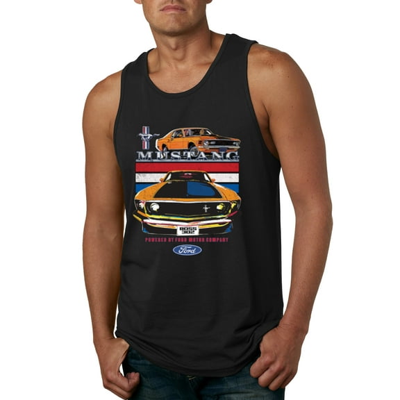 Wild Bobby, Mustang Powered by Ford Performance Cars and Trucks Men Graphic Tank Top, Black, Small