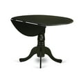 thumbnail image 4 of DLEN5-BLK-20 5Pc Round 42" Kitchen Table With Two 9-Inch Drop Leaves And Four Parson Chair With Black Leg And Linen Fabric Dark Gotham Grey, 4 of 9