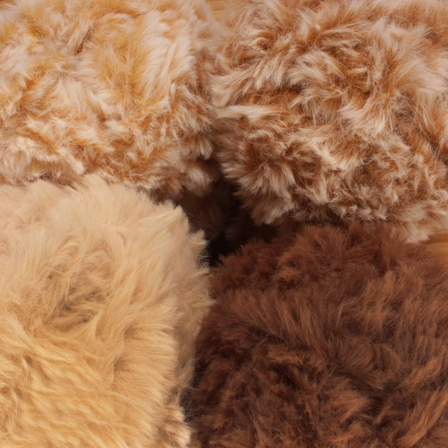 JubileeYarn Luxe Fluff Yarn - 100g/Skein Chunky Polyester Faux Fur - Shades of Brown - 4 Skeins