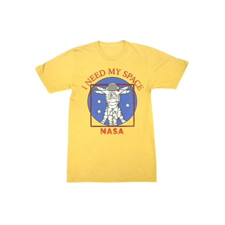 T-Line Unisex I Need My Space NASA T-Shirt Top - Adult Yellow Astronaut Tee