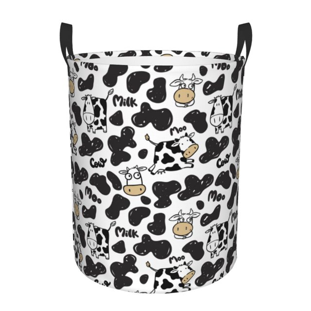 Fotbe Cow Cesto de Ropa con Asas, Cesto Impermeable de Gran Capacidad, Bolsa de Lavado para Dormitorio, Cesto de Ropa con Ruedas y Asas-Small
