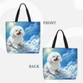thumbnail image 2 of Disketp Cute Cloud Bichon Frise Bolsa Tote de Lona para Mujer, Bolso de Hombro y Cruzado con Cierre de Cremallera, 2 of 7