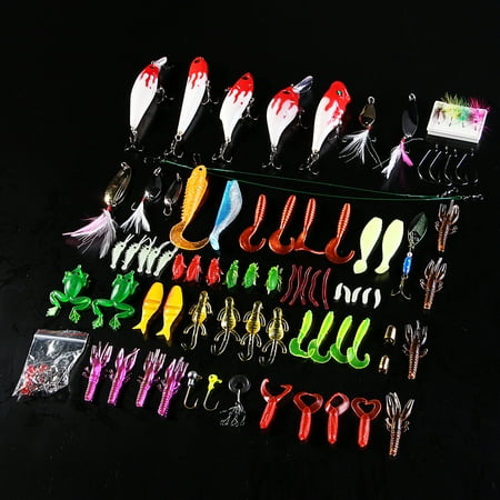 100 PCS Fishing Lures Kit Fishing tackle box Lures Crank baits Hooks Minnow Bass Baits (Best Plastic Lures For Bass)