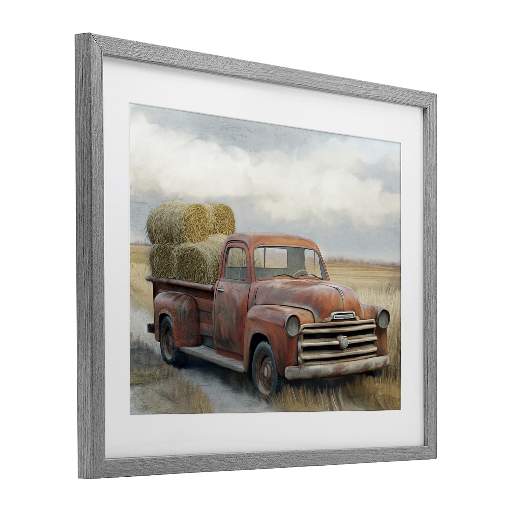 Stupell Industries Hay Time Farm Truck Load Gray Framed Print Under Glass, design by Kim Allen