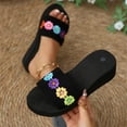 thumbnail image 7 of NexTorq Women's Flower Wedge High Heel Slide Sandals Summer Comfort Nonlip Platform Beach Sandal, Blue, 6, 7 of 7