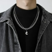 Punk Friends Gift Sweater chain Couple Necklace Thick Chain Men Women Titanium Steel Necklace Men Clavicle Chain Korean Style Necklace Cuban Letter Necklace Y