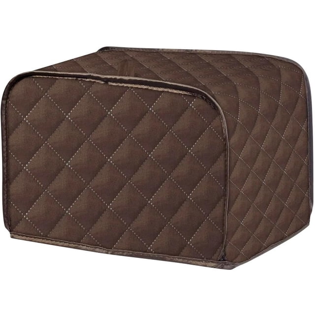 JOONOR Polyester Quilted Toaster Cover for 4 Slice Toaster, Kitchen Small Appliance Cover Fingerprint and Greasy Protection, Machine Washable Toaster Dustproof Cover. (Brown, 12 x 11 x 8.5 in)