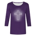 thumbnail image 3 of Plus Size Easter Shirt for Women 3/4 Sleeve Round Neck Tees Casual Loose Tunic Tops Funny Cross Graphic Pullover, 3 of 3