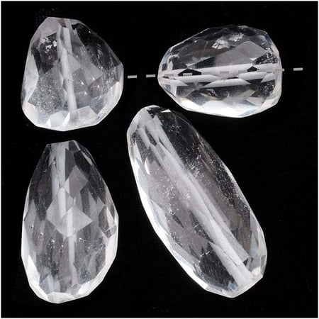 - Clear Quartz Crystal Gemstone Faceted Nugget Beads 14-26mm (4 Pieces)