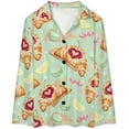 thumbnail image 4 of Top-kevin Womens Pajamas Set Croissant Pancake Strawberry Soft Long Sleeve Sleepwear Button Down Sets, 4 of 6