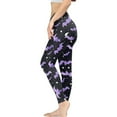 thumbnail image 3 of DISNIMO Bat Printed High Waisted Leggings for Women, Soft Yoga Leggings Tummy Control Stretch Yoga Pants Leggings Workout Leggings for Workout Sport, Black and Purple, L, 3 of 6